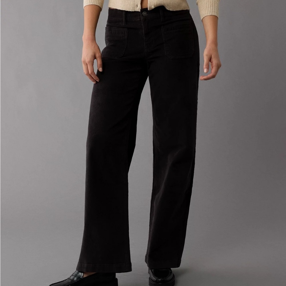 🆕 American Eagle Black Corduroy Wide-Leg Pants